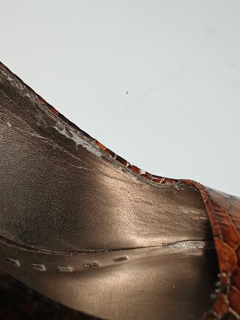 Gianni Bini Brown Snakeskin Embossed Leather Platform Pumps Women’s 7.5M - Picture 8 of 12